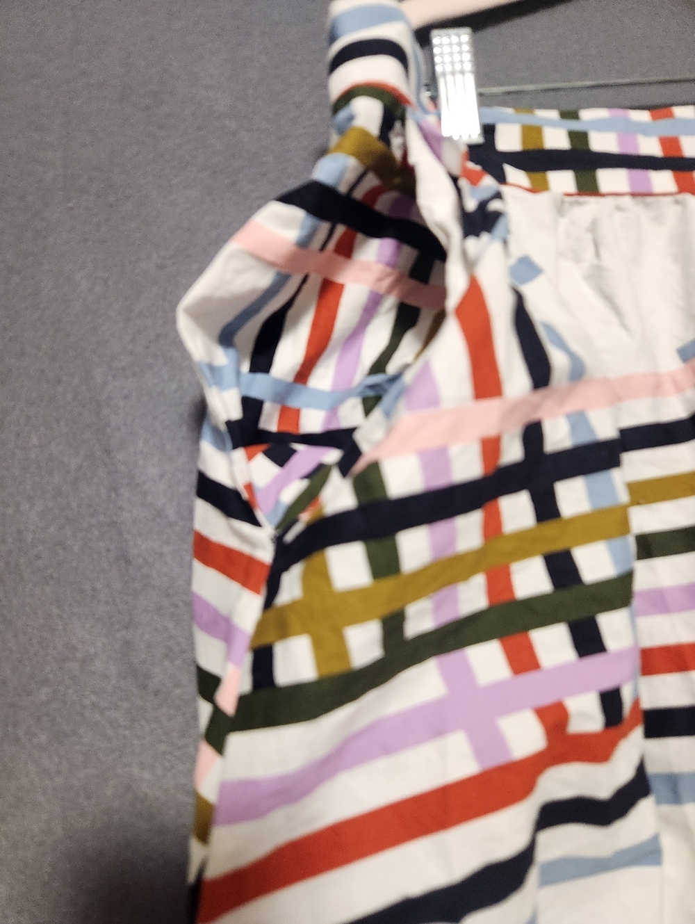 Eloquii Skirt Women Size 18 White Multicolor Stripes With Pockets Zipper Stretch - Picture 6 of 13